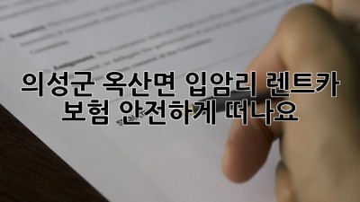 의성군 옥산면 입암리 렌트카 보험, 안전하게 떠나요!